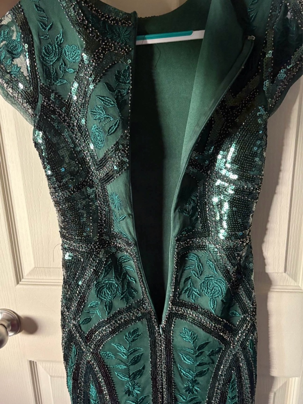 Lulu emerald flowers beaded dress - Picture 4 of 10